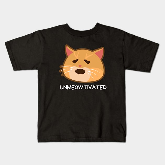 Unmeowtivated | Cute Unmotivated Cat Pun Kids T-Shirt by Allthingspunny